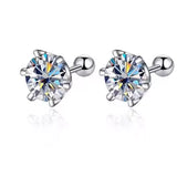 TY 0.3-2CT Moissanite Earrings 925 Sterling Silver Round Cut Stud Earrings Piercing Earrings for Men and Women Fine Jewelry