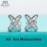 AnuJewel Moissanite Diamond Earrings 925 Sterling Silver D Color VVS1 Moissanite Classic Cross Stud Earrings For Woman Jewelry