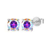 GRA 0.3-3Carat Certified S925 sterling silver four-prong stud Moissanite earrings for women plating color Rainbow fine jewelry