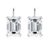 925 Sterling Silver 10*14mm Emerald Moissanite Clip Earrings for Women Simple Birthday Anniversary Valentine's Day Gift Jewelry