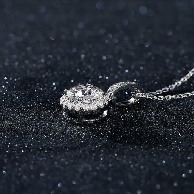 100% Moissanite Diamond Pendant Necklaces For Women 925 Sterling Silver Luxury Chain Trending Iced Bling Wedding Fine  Jewelry