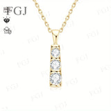 Moissanite Three Stones Pendant Necklace Round Cut 925 Sterling Silver D Color Fashion Engagement Wedding Fine Jewelry Wholesale