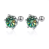 TY 0.3-2CT Moissanite Earrings 925 Sterling Silver Round Cut Stud Earrings Piercing Earrings for Men and Women Fine Jewelry