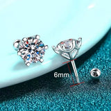 TY 0.3-2CT Moissanite Earrings 925 Sterling Silver Round Cut Stud Earrings Piercing Earrings for Men and Women Fine Jewelry