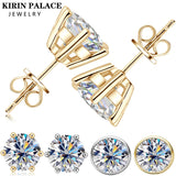 2ct Moissanite Earrings For Men Lab Diamond White/Yellow Gold Plated 925 Sterling Silver Stud Earring Luxury Fine Jewelry Women