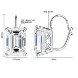 925 Sterling Silver 10*14mm Emerald Moissanite Clip Earrings for Women Simple Birthday Anniversary Valentine's Day Gift Jewelry