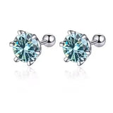 TY 0.3-2CT Moissanite Earrings 925 Sterling Silver Round Cut Stud Earrings Piercing Earrings for Men and Women Fine Jewelry
