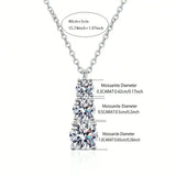 A 925 sterling silver pendant necklace with 1.8 carats of moissanite, featuring a fashionable, trendy, classic, elegant, and ver