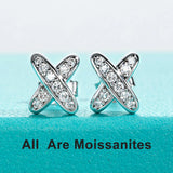 AnuJewel Moissanite Diamond Earrings 925 Sterling Silver D Color VVS1 Moissanite Classic Cross Stud Earrings For Woman Jewelry