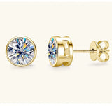 2ct Moissanite Earrings For Men Lab Diamond White/Yellow Gold Plated 925 Sterling Silver Stud Earring Luxury Fine Jewelry Women