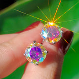 GRA 0.3-3Carat Certified S925 sterling silver four-prong stud Moissanite earrings for women plating color Rainbow fine jewelry