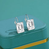 925 Sterling Silver 10*14mm Emerald Moissanite Clip Earrings for Women Simple Birthday Anniversary Valentine's Day Gift Jewelry