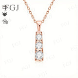 Moissanite Three Stones Pendant Necklace Round Cut 925 Sterling Silver D Color Fashion Engagement Wedding Fine Jewelry Wholesale