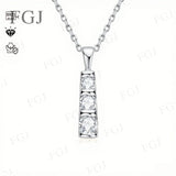 Moissanite Three Stones Pendant Necklace Round Cut 925 Sterling Silver D Color Fashion Engagement Wedding Fine Jewelry Wholesale