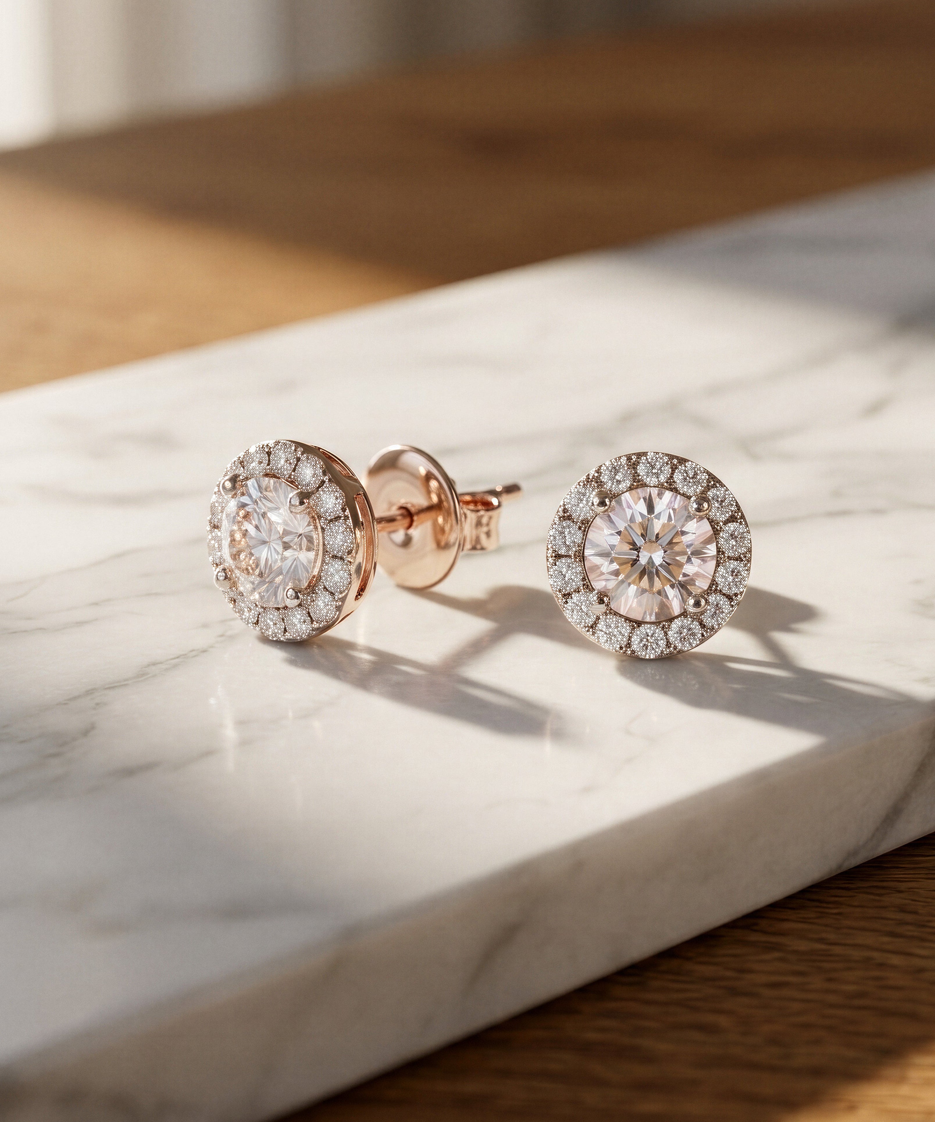 Everyday Halo Moissanite Studs – 5mm Certified VVS