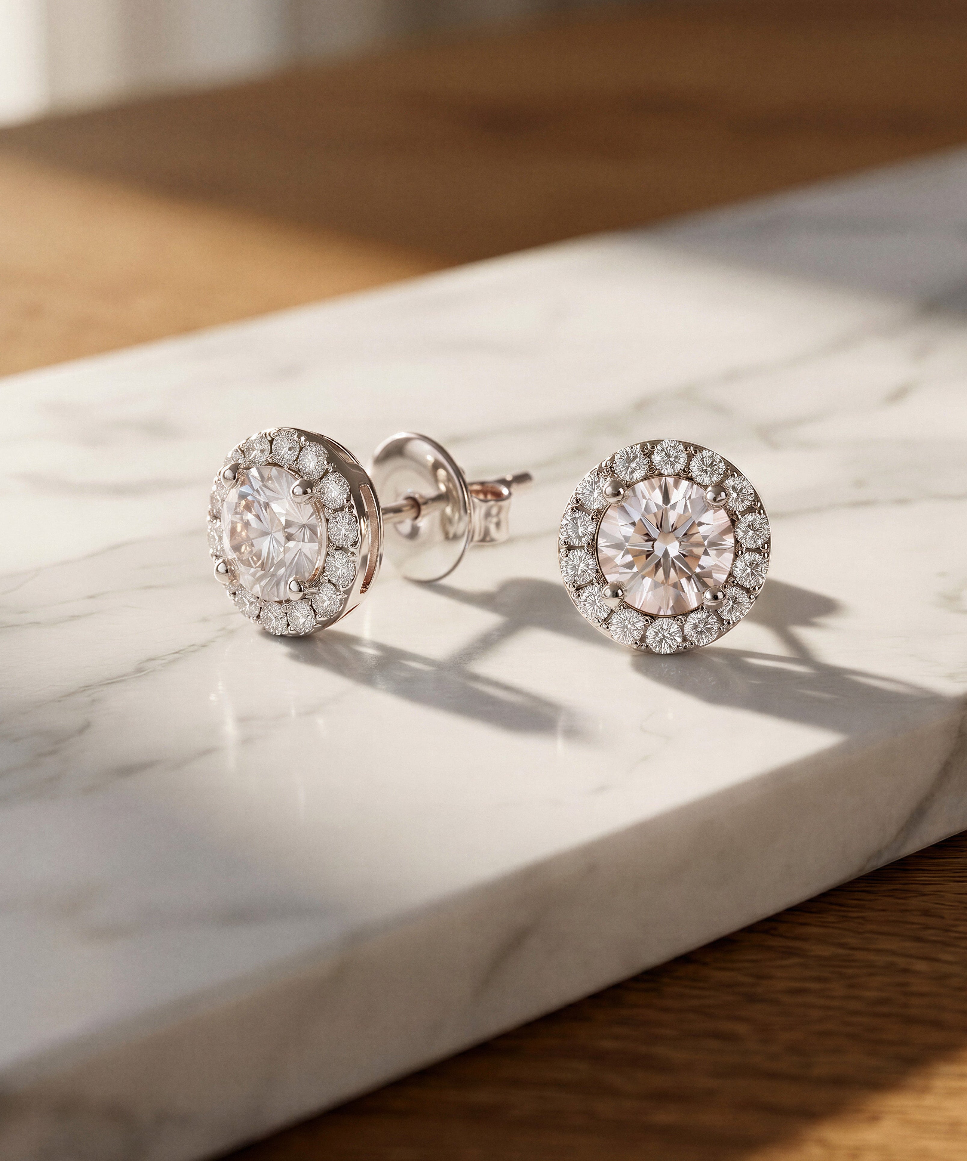 Everyday Halo Moissanite Studs – 5mm Certified VVS